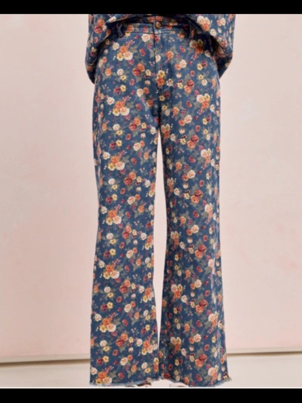 Bibi Floral Denim Pants NWOT